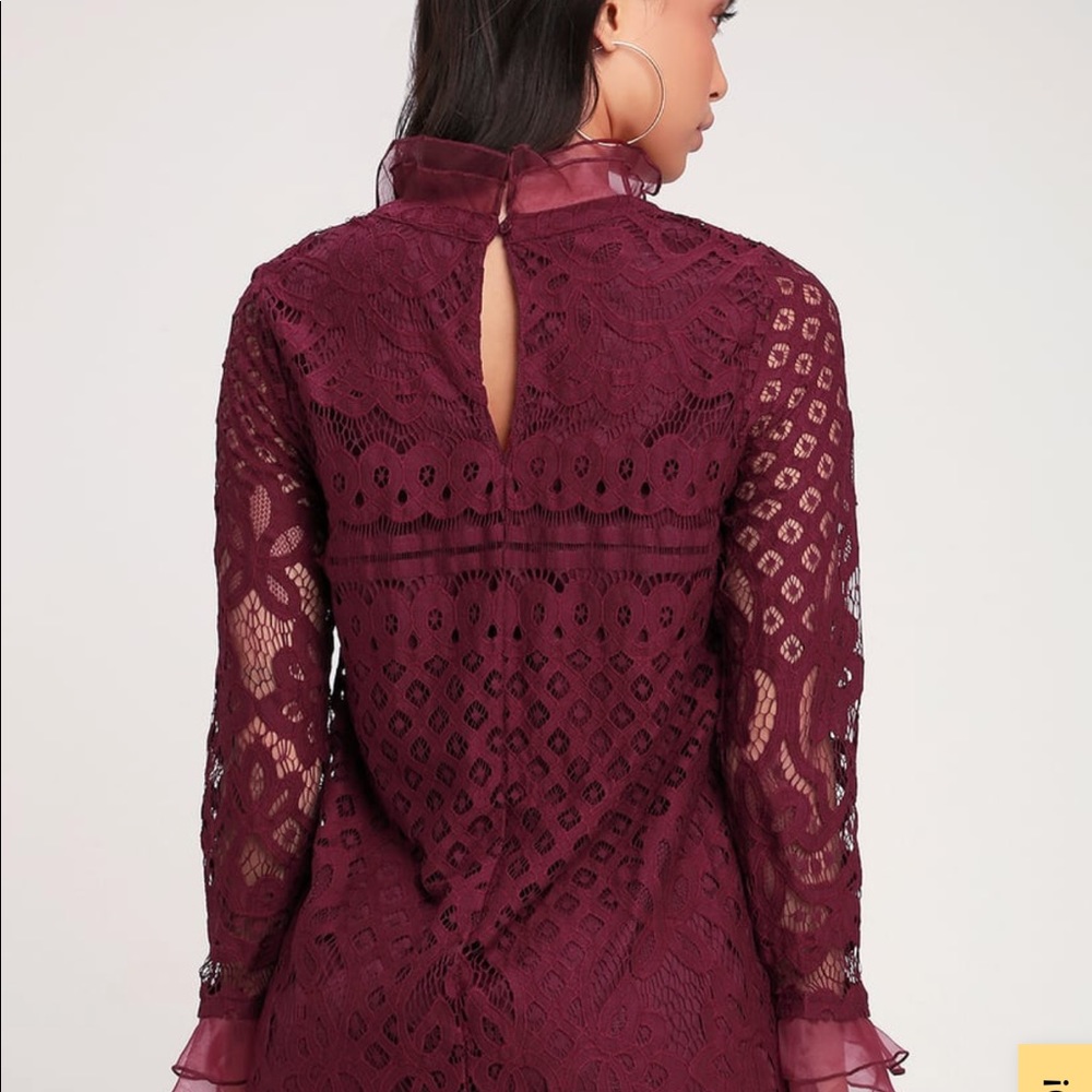 Lulu’s Love And Joy Lace Long Sleeve  Shift Dress - Picture 5 of 5
